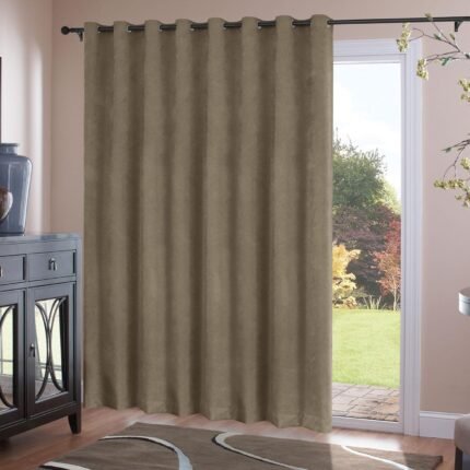 Extra Wide 100% Blackout Curtain Chenille Drapes for Living Room, W180xL84 (2 Panels), Thermal Insulated Curtains for Bedroom, Noise Reducing Curtains for Window, Grommet Top, Palm